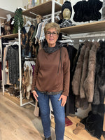 Chocolate Textured Trim Sweat Top Iris